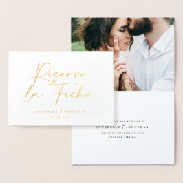 結婚モダンs Reserva la Fecha黒番1枚フォトフォイル 箔カード