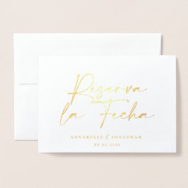 結婚モダンs Reserva la Fecha黒番1枚フォトフォイル 箔カード