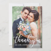 結婚モダンThank Thank You Bride Groom Photo サンキューカード (正面)