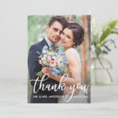 結婚モダンThank Thank You Bride Groom Photo サンキューカード (スタンド正面)