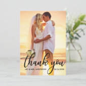 結婚モダンThank Thank You Bride Groom Photo B サンキューカード (スタンド正面)