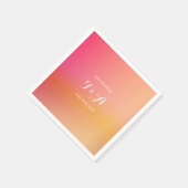 結婚モノグラムのオレンジグラデーション スタンダードカクテルナプキン (角)