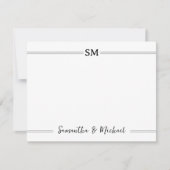 結婚モノグラムイニシャルカップル名パーソナライズされた ノートカード (正面)