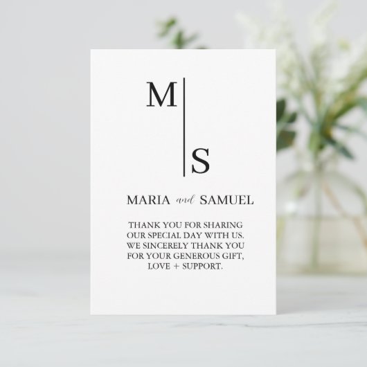 結婚モノグラムエレガントミニマシンプルリスト サンキューカード (スタンド正面)