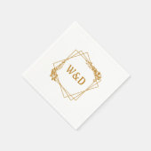 結婚モノグラムエレガントミニマルシンプル金ゴールド スタンダードカクテルナプキン (角)