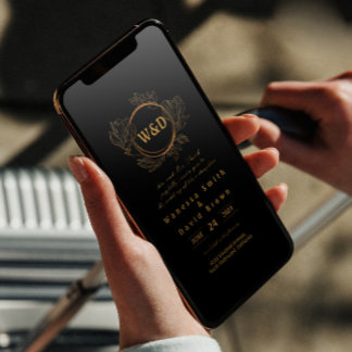 結婚モノグラムエレガントミニマルシンプル金ゴールド 招待状