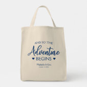 結婚モノグラムミニマシンプルリスエレガントト海軍 トートバッグ (裏面)