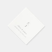 結婚モノグラムモダンミニマル白黒 スタンダードカクテルナプキン (角)