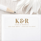 結婚モノグラム金ゴールドと白差出人住所 ラベル (インサイチュ)