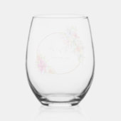 結婚ユリと鳥の水彩色 ステムなしワイングラス (裏面)