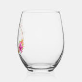 結婚ユリと鳥の水彩色 ステムなしワイングラス (左)