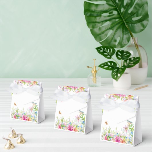 結婚ユリと鳥の水彩色 フェイバーボックス (複数)