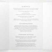 結婚ユーカリ離れスの白い緑色 三つ折り招待状 (内部中)