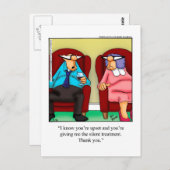 結婚ユーモア「静かトリートメント」はがき ポストカード (正面/裏面)