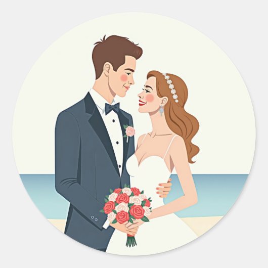 結婚ラブステッカー ラウンドシール (正面)