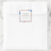 結婚ラベル パステルハイドランジアと花 スクエアシール (バッグ)