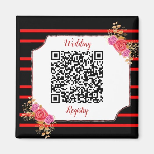 結婚リストカスタムQRコードとテキスト マグネット (正面)