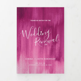 結婚リニューアル式モダン抽象芸術・アート・レッド 三つ折りプログラム