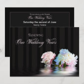 結婚リニューアル招待状エレガント- Peonies 招待状 (正面/裏面)