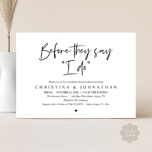 結婚リハーサルディナー Before They Say "I Do" 招待状