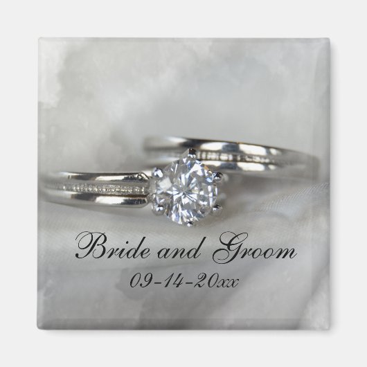 結婚リングや輪オン・グレー マグネット (正面)