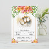 結婚リングや輪スエレガントホワイト結婚ズ 招待状 (スタンド正面)