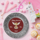 結婚リングや輪スカスタマイズシルバー・クロス記念日 ペーパープレート (パーティー)