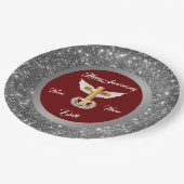 結婚リングや輪スカスタマイズシルバー・クロス記念日 ペーパープレート (アングル)