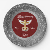 結婚リングや輪スカスタマイズシルバー・クロス記念日 ペーパープレート (正面)