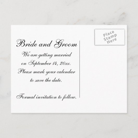 結婚リングや輪セーブ・ザ・デート案内 案内ポストカード (裏面)