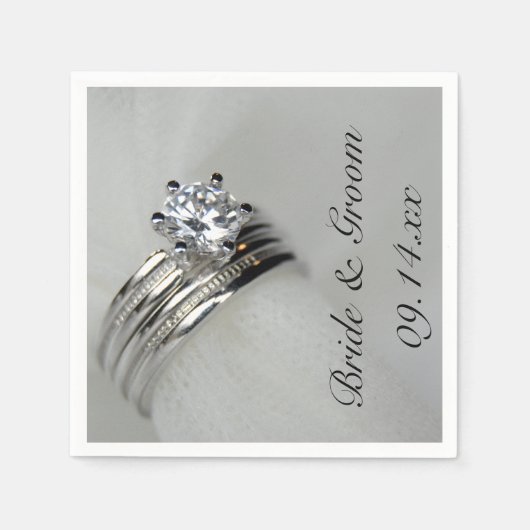 結婚リングや輪 スタンダードカクテルナプキン (正面)