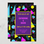 結婚レトロカラフルスタイルお祝い 招待状 (正面/裏面)