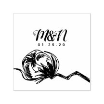 結婚ロゴコットン植物手描き