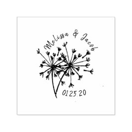 結婚ロゴ タンポポ グリーン 手描き セルフインキングスタンプ