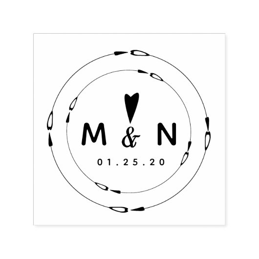 結婚ロゴ ハート ダブル サーキュラー カップル名 セルフインキングスタンプ (デザイン)