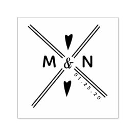 結婚ロゴ ハート 十字線アート カップル名 セルフインキングスタンプ