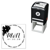 結婚ロゴ ブランチ グリーン フローラル リース ブーケ セルフインキングスタンプ (インサイチュ)