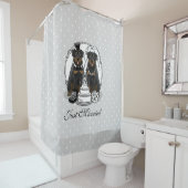 結婚ロットワイラーの新郎犬かわいい シャワーカーテン (インサイチュ)