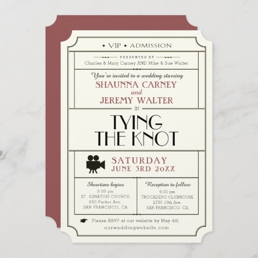 結婚ヴィンテージチケット招待状/シネマフィルムテーマ 招待状 (正面/裏面)