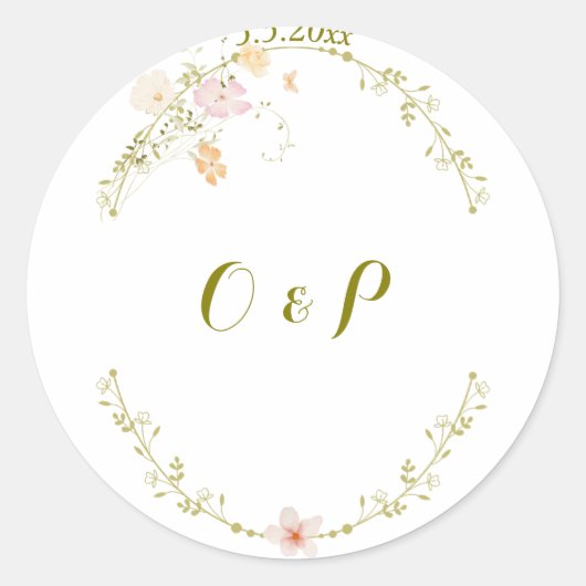 結婚ヴィンテージフローラクラシックオーナメント ラウンドシール (正面)