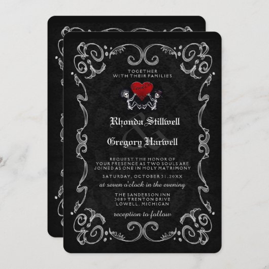 「結婚一緒に」ハロウィーンの骨格 招待状