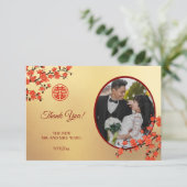 結婚中国のダブル幸せさくらんぼ サンキューカード (スタンド正面)