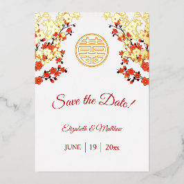 結婚中国のダブル幸せさくらんぼ 箔招待状