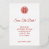 結婚中国のダブル幸せさくらんぼ 箔招待状 (裏面)