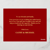 結婚中国の感謝してい二重の幸せハート 箔シーズンポストカード (裏面)