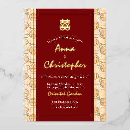 結婚中国の福語 箔招待状