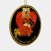 結婚中国のDecor – かわいいカップル – 犬カスタム セラミックオーナメント (右)
