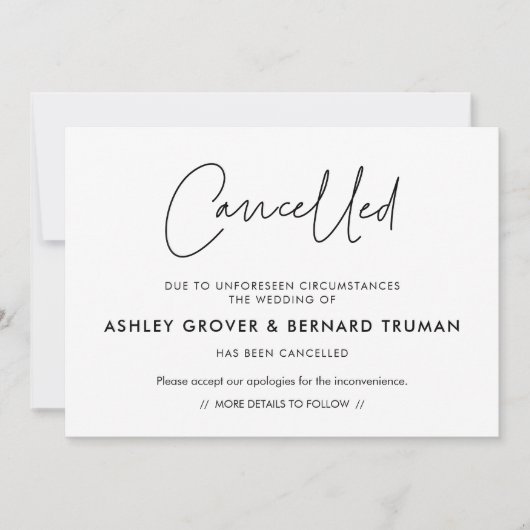結婚中止のお知らせカード 招待状 (正面)