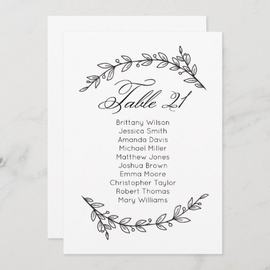 結婚伝統的の座席表テーブルプラン21 招待状 (正面/裏面)