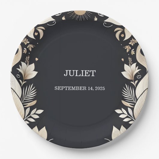 結婚伝統的の誓の更新ブライダルシャワー ペーパープレート (正面)